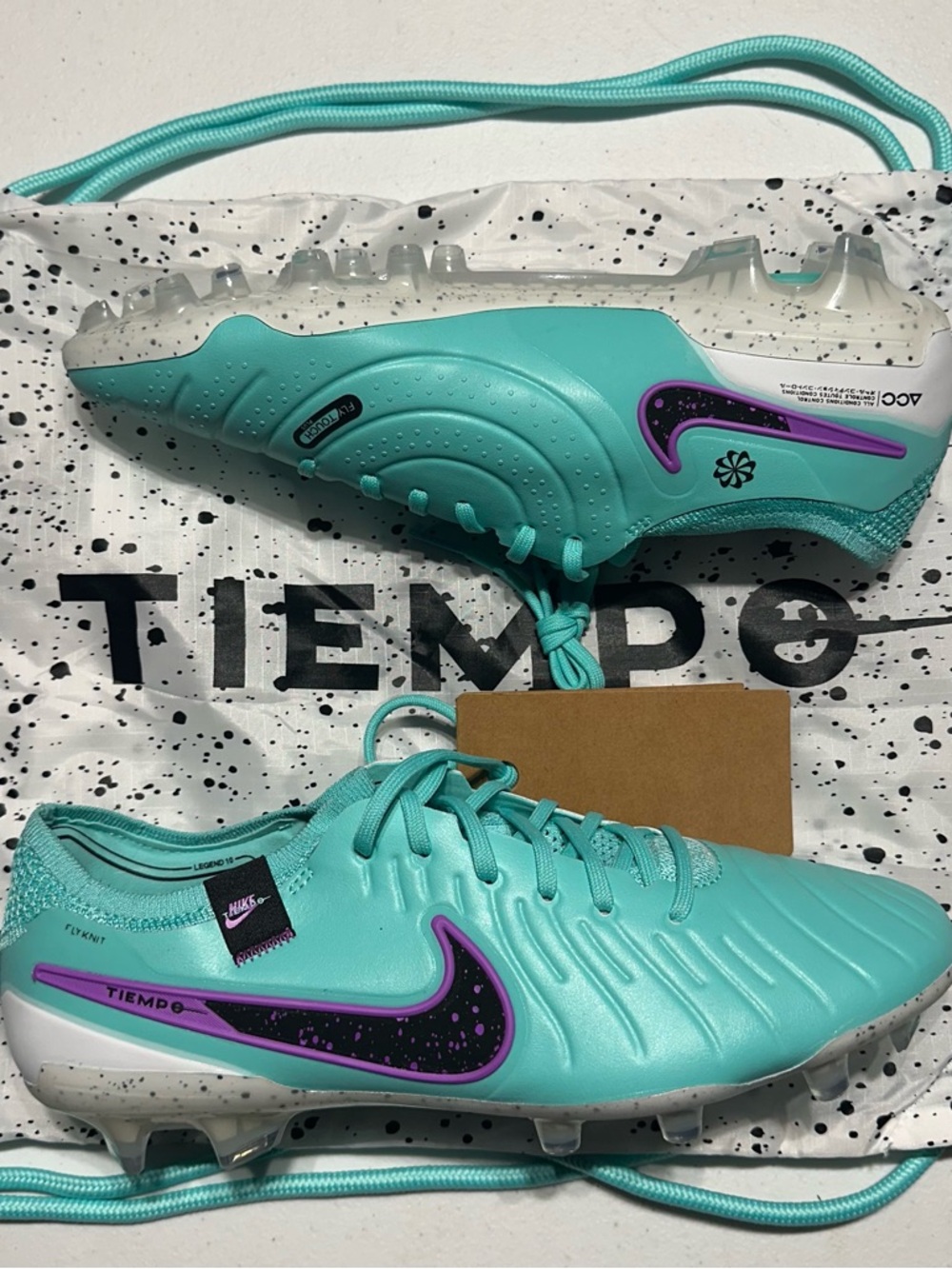 NIKE TIEMPO LEGEND 10 ELITE FG HYPER TURQUOISE SIZE 8.5 BRAND NEW (DV4328-300)